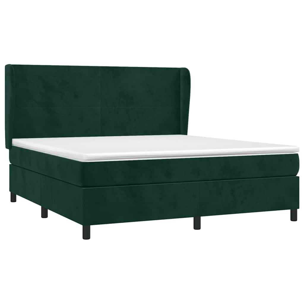 Giroletto a Molle con Materasso Verde Scuro 160x200 cm Velluto | homemem39
