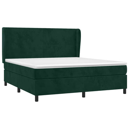 Giroletto a Molle con Materasso Verde Scuro 160x200 cm Velluto | homemem39