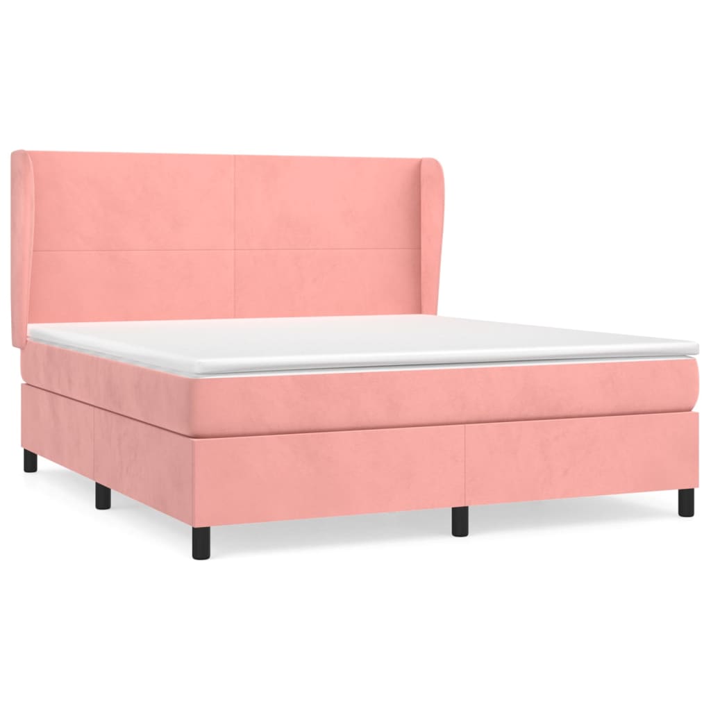Giroletto a Molle con Materasso Rosa 160x200 cm in Velluto | homemem39