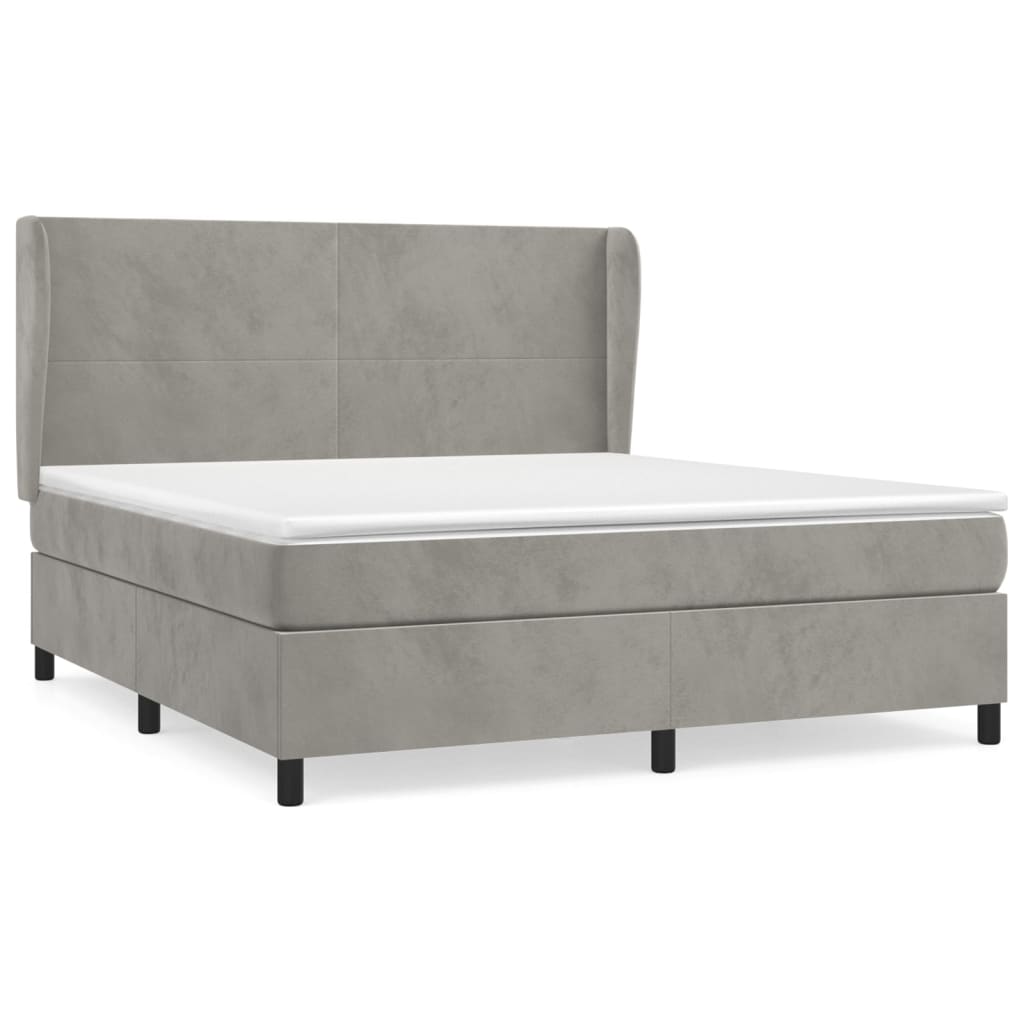 Giroletto a Molle con Materasso Grigio Chiaro 180x200cm Velluto | homemem39