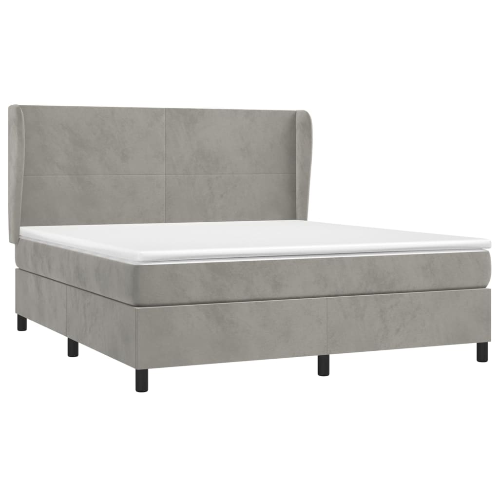 Giroletto a Molle con Materasso Grigio Chiaro 180x200cm Velluto | homemem39