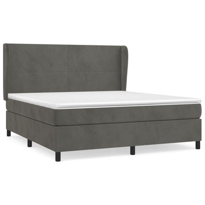 Giroletto a Molle con Materasso Grigio Scuro 180x200 cm Velluto | homemem39