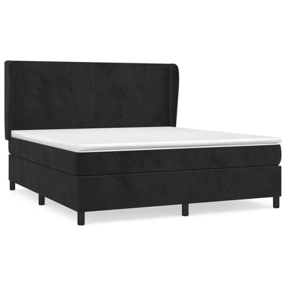 Giroletto a Molle con Materasso Nero 180x200 cm in Velluto | homemem39
