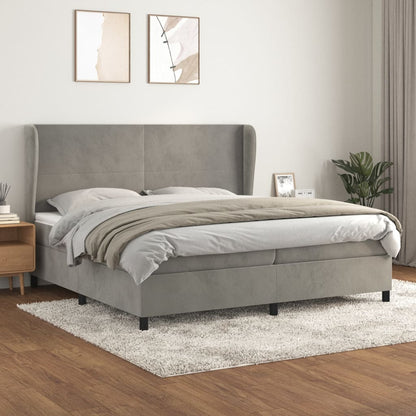 Giroletto a Molle con Materasso Grigio Chiaro 200x200cm Velluto | homemem39