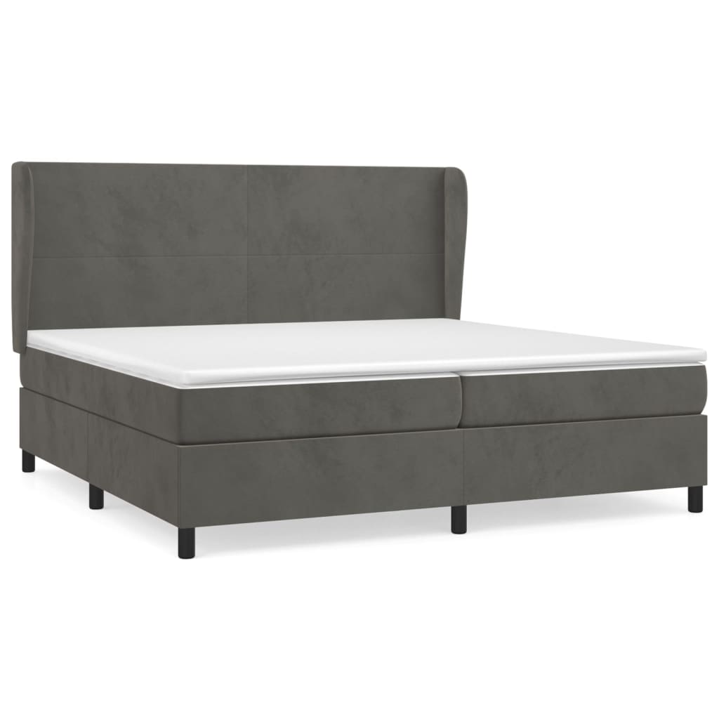 Giroletto a Molle con Materasso Grigio Scuro 200x200 cm Velluto | homemem39