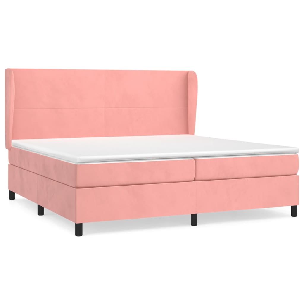 Giroletto a Molle con Materasso Rosa 200x200 cm in Velluto | homemem39