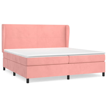 Giroletto a Molle con Materasso Rosa 200x200 cm in Velluto