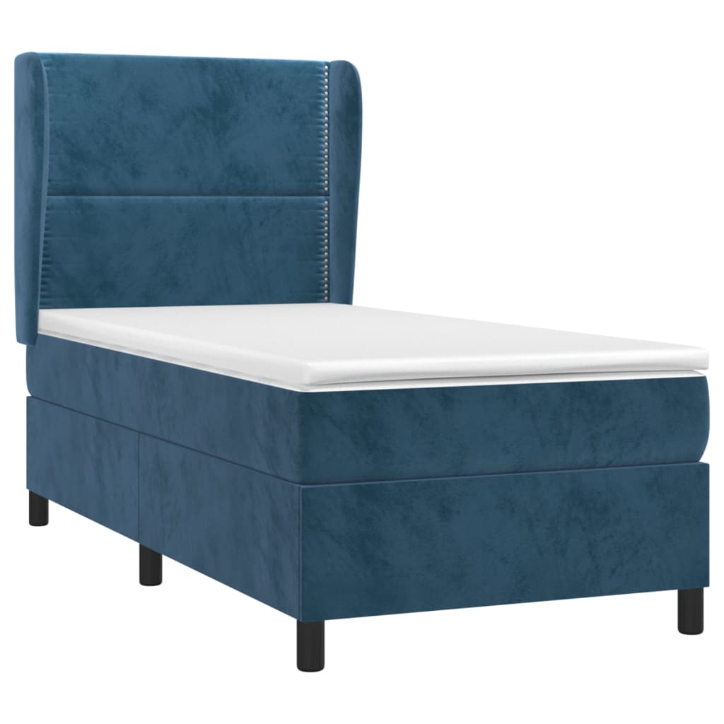 Giroletto a Molle con Materasso Blu Scuro 80x200 cm in Velluto | homemem39