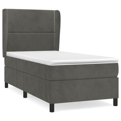 Giroletto a Molle con Materasso Grigio Scuro 90x190 cm Velluto | homemem39