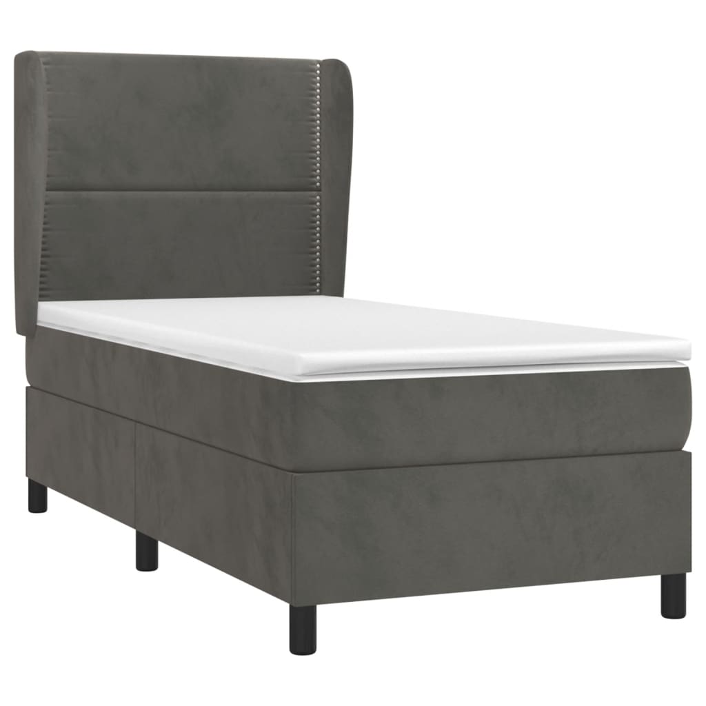Giroletto a Molle con Materasso Grigio Scuro 90x190 cm Velluto | homemem39