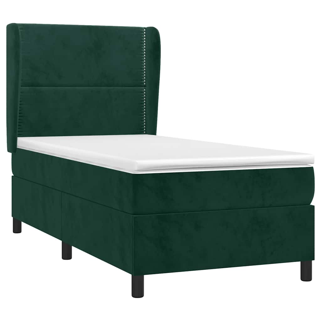 Giroletto a Molle con Materasso Verde Scuro 90x190 cm Velluto | homemem39