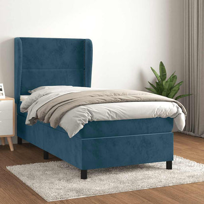 Giroletto a Molle con Materasso Blu Scuro 90x190 cm in Velluto | homemem39