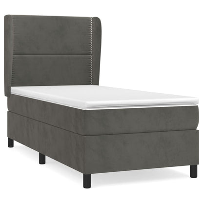 Giroletto a Molle con Materasso Grigio Scuro 90x200 cm Velluto | homemem39