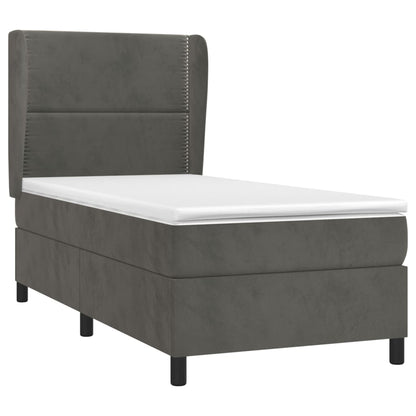 Giroletto a Molle con Materasso Grigio Scuro 90x200 cm Velluto | homemem39
