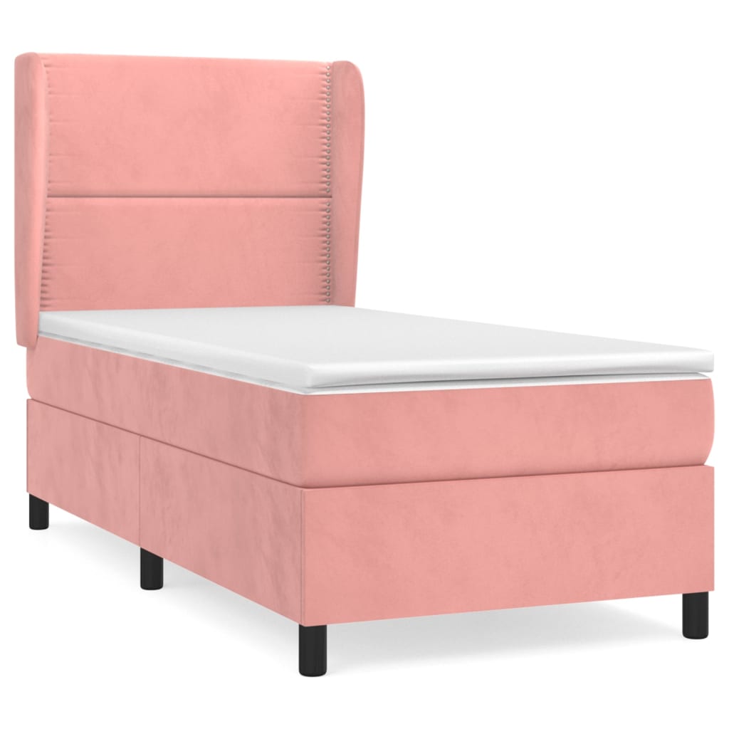 Giroletto a Molle con Materasso Rosa 90x200 cm in Velluto | homemem39