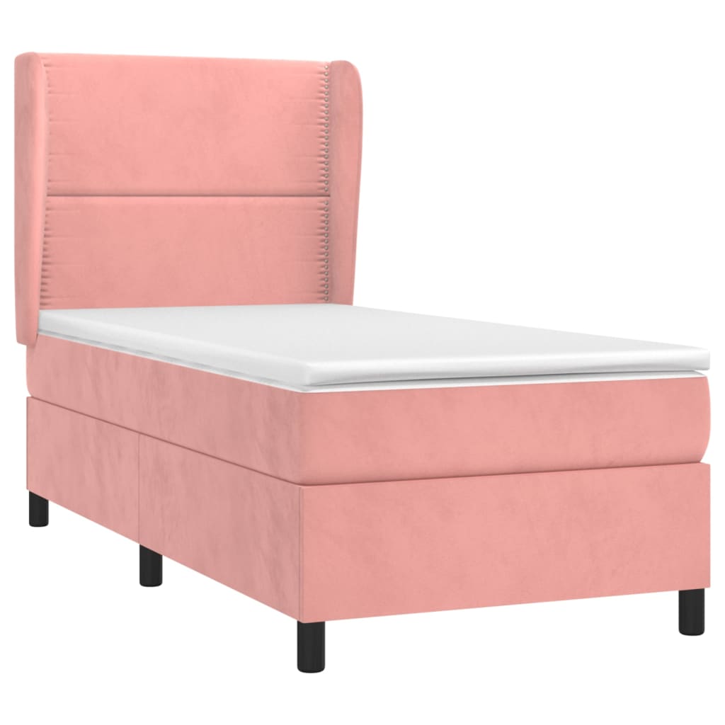 Giroletto a Molle con Materasso Rosa 90x200 cm in Velluto | homemem39