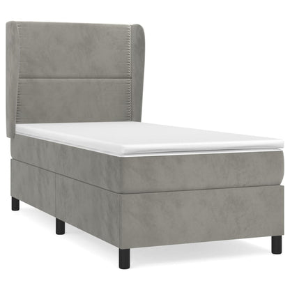 Giroletto a Molle con Materasso Grigio Chiaro 100x200cm Velluto | homemem39