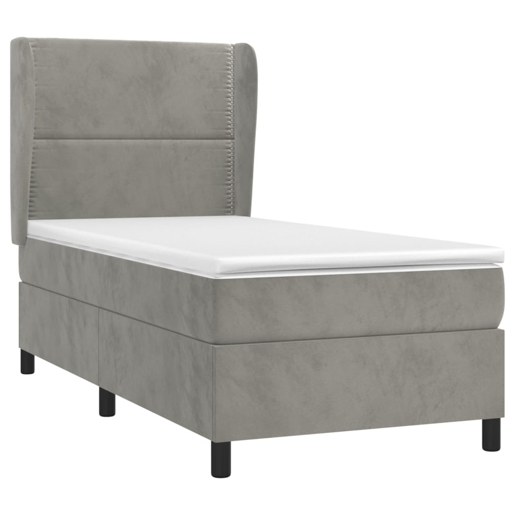 Giroletto a Molle con Materasso Grigio Chiaro 100x200cm Velluto | homemem39