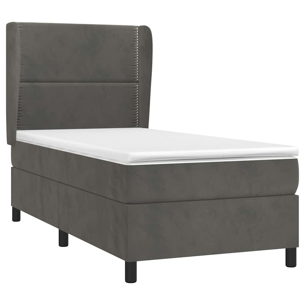 Giroletto a Molle con Materasso Grigio Scuro 100x200 cm Velluto | homemem39