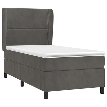 Giroletto a Molle con Materasso Grigio Scuro 100x200 cm Velluto | homemem39