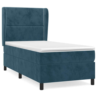 Giroletto a Molle con Materasso Blu Scuro 100x200 cm in Velluto | homemem39