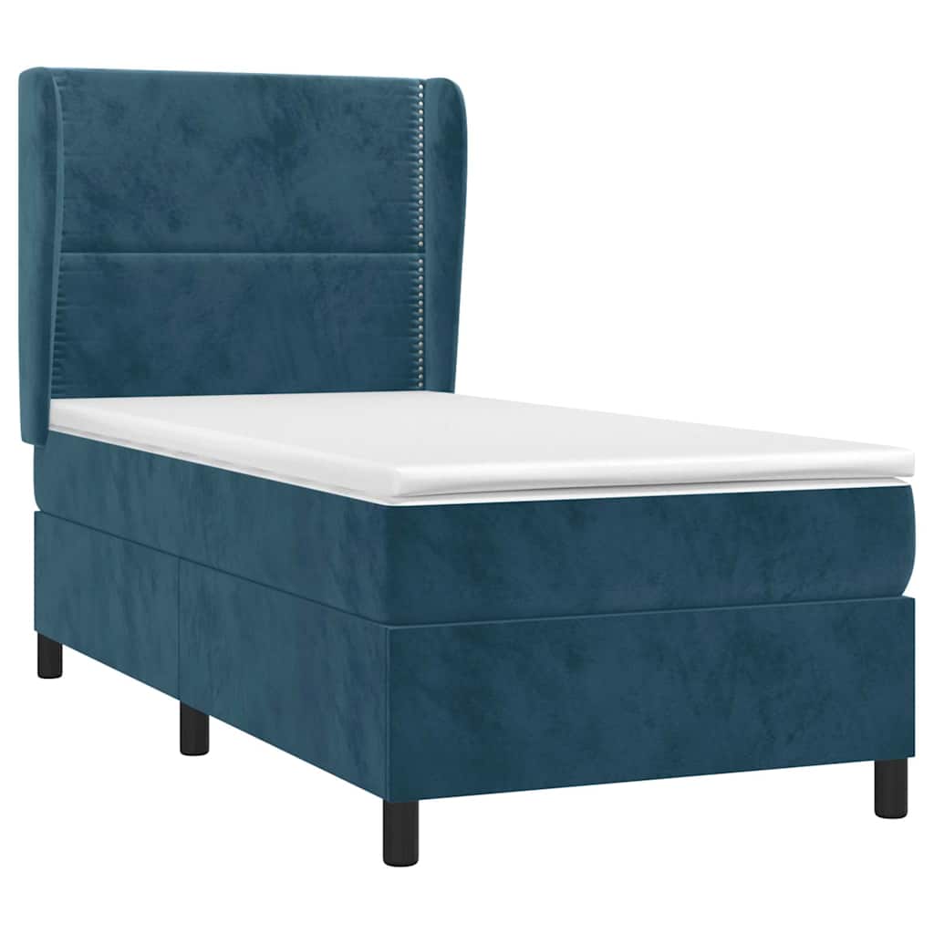 Giroletto a Molle con Materasso Blu Scuro 100x200 cm in Velluto | homemem39