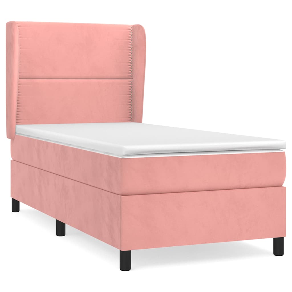 Giroletto a Molle con Materasso Rosa 100x200 cm in Velluto