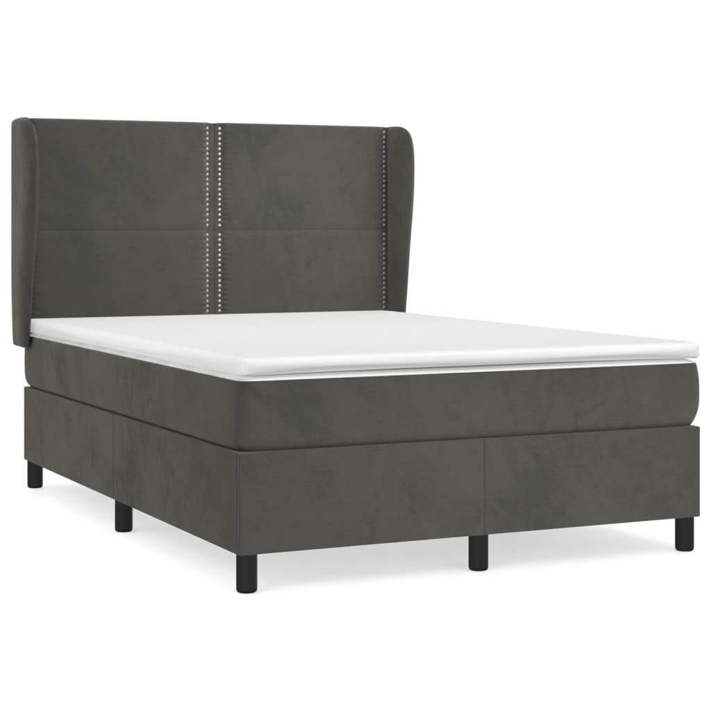 Giroletto a Molle con Materasso Grigio Scuro 140x190 cm Velluto | homemem39
