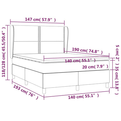 Giroletto a Molle con Materasso Grigio Scuro 140x190 cm Velluto | homemem39