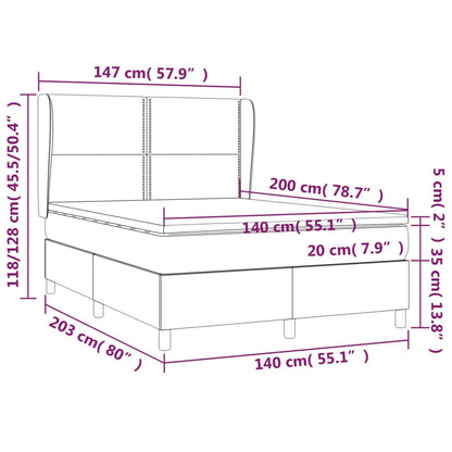 Giroletto a Molle con Materasso Grigio Scuro 140x200 cm Velluto | homemem39