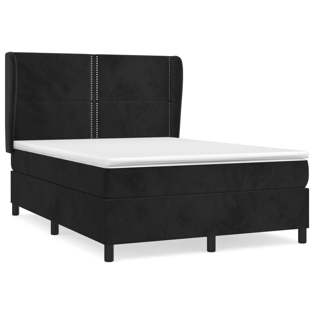Giroletto a Molle con Materasso Nero 140x200 cm in Velluto | homemem39