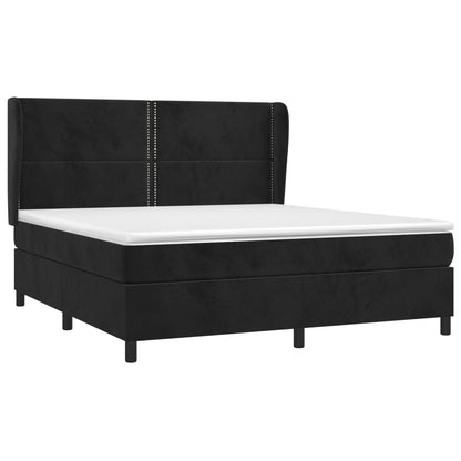 Giroletto a Molle con Materasso Nero 160x200 cm in Velluto | homemem39