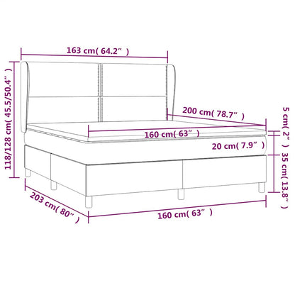 Giroletto a Molle con Materasso Blu Scuro 160x200 cm in Velluto | homemem39