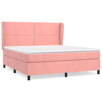 Giroletto a Molle con Materasso Rosa 160x200 cm in Velluto | homemem39
