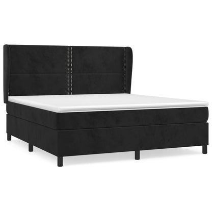 Giroletto a Molle con Materasso Nero 180x200 cm in Velluto | homemem39