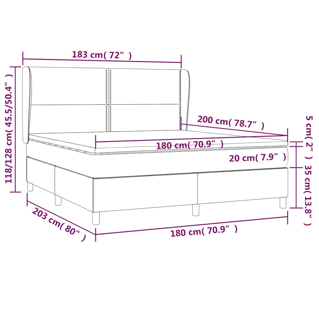 Giroletto a Molle con Materasso Verde Scuro 180x200 cm Velluto | homemem39