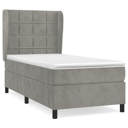 Giroletto a Molle con Materasso Grigio Chiaro 80x200 cm Velluto | homemem39
