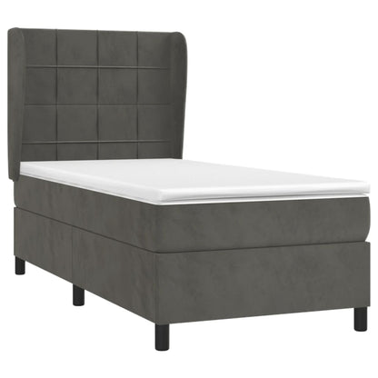 Giroletto a Molle con Materasso Grigio Scuro 80x200 cm Velluto | homemem39