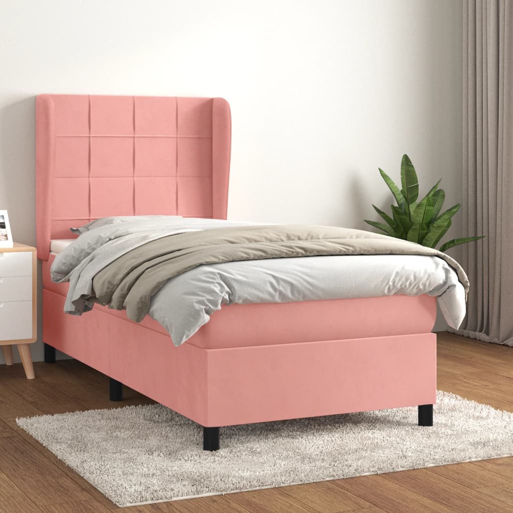 Giroletto a Molle con Materasso Rosa 80x200 cm in Velluto | homemem39
