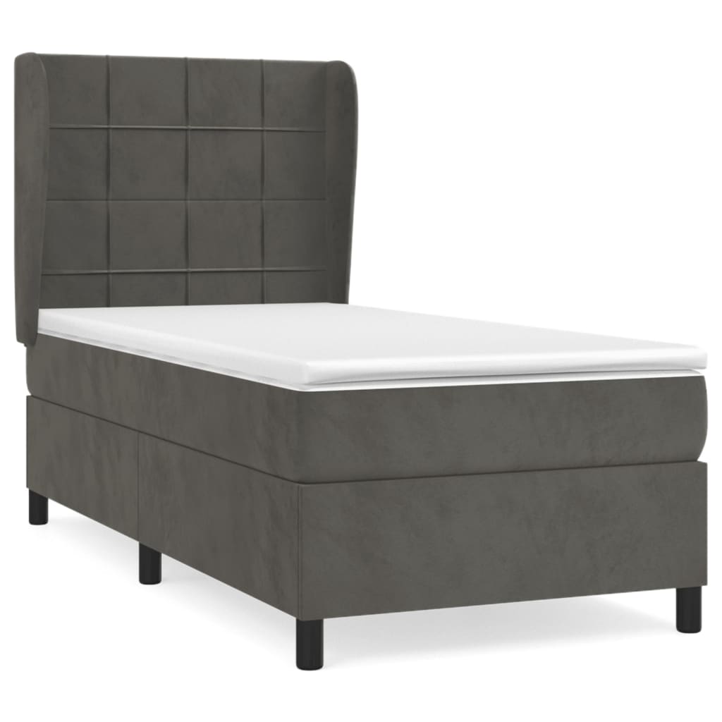 Giroletto a Molle con Materasso Grigio Scuro 90x200 cm Velluto | homemem39