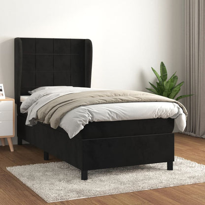 Giroletto a Molle con Materasso Nero 90x200 cm in Velluto | homemem39