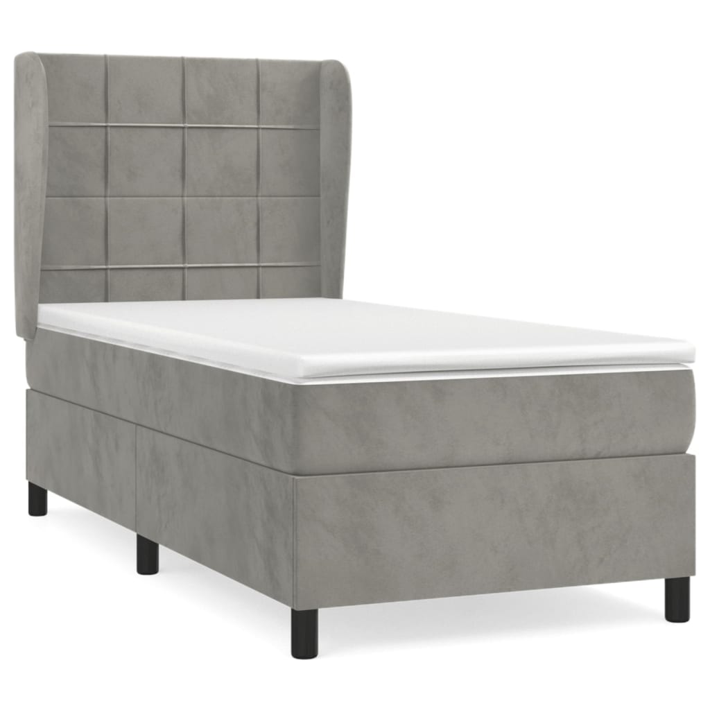 Giroletto a Molle con Materasso Grigio Chiaro 100x200cm Velluto | homemem39