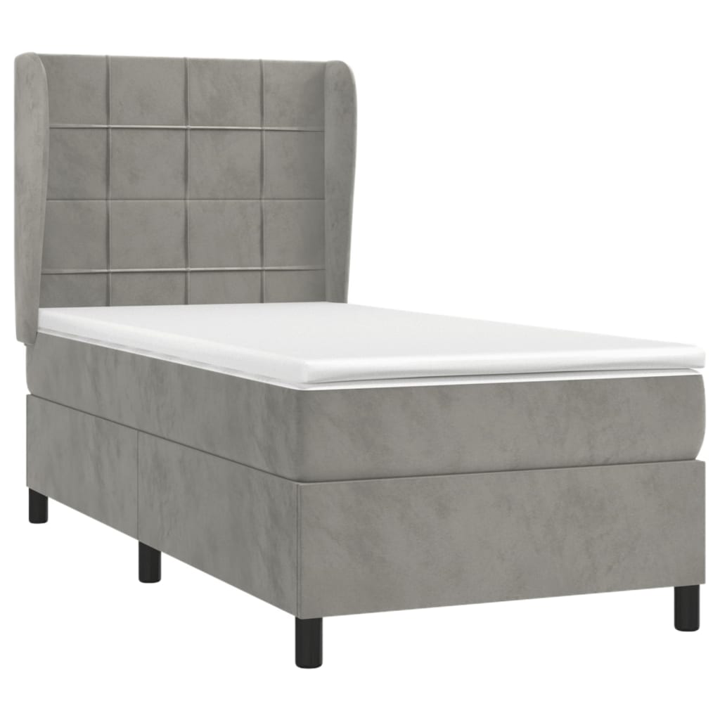 Giroletto a Molle con Materasso Grigio Chiaro 100x200cm Velluto | homemem39