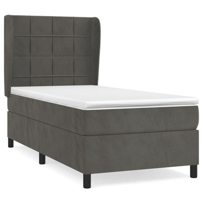 Giroletto a Molle con Materasso Grigio Scuro 100x200 cm Velluto | homemem39
