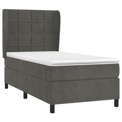 Giroletto a Molle con Materasso Grigio Scuro 100x200 cm Velluto | homemem39