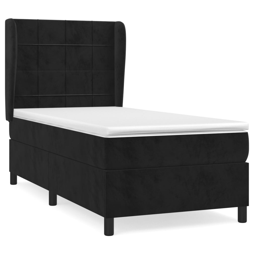 Giroletto a Molle con Materasso Nero 100x200 cm in Velluto | homemem39