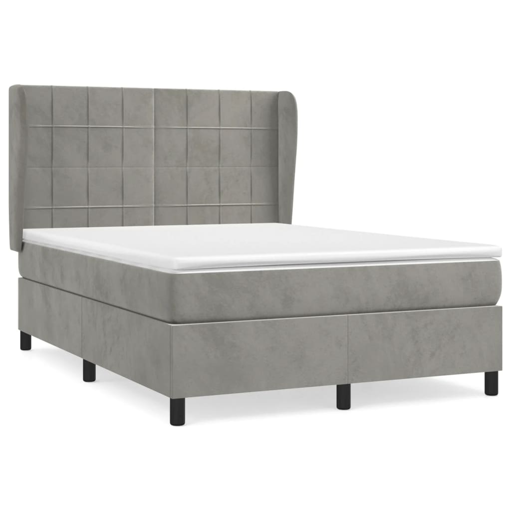 Giroletto a Molle con Materasso Grigio Chiaro 140x190cm Velluto | homemem39