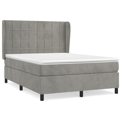 Giroletto a Molle con Materasso Grigio Chiaro 140x190cm Velluto | homemem39