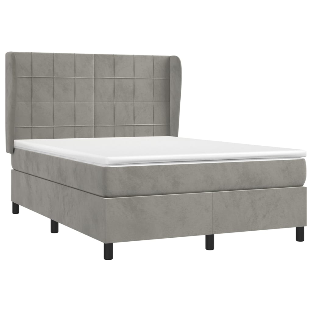 Giroletto a Molle con Materasso Grigio Chiaro 140x190cm Velluto | homemem39