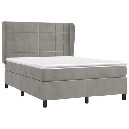 Giroletto a Molle con Materasso Grigio Chiaro 140x190cm Velluto | homemem39